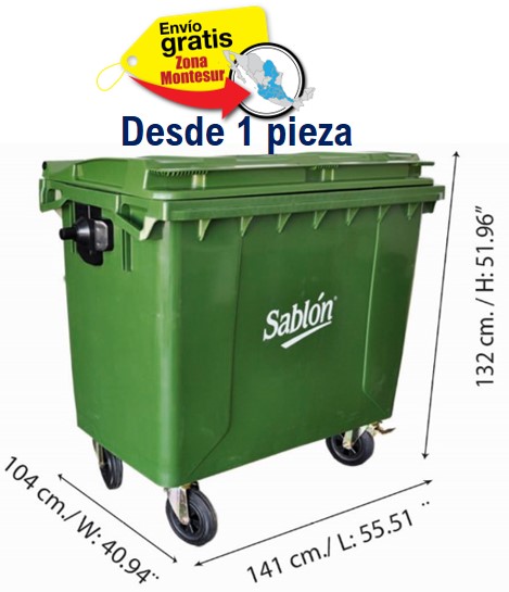 Contenedor de basura 1100lts Sablon 8636 Verde
