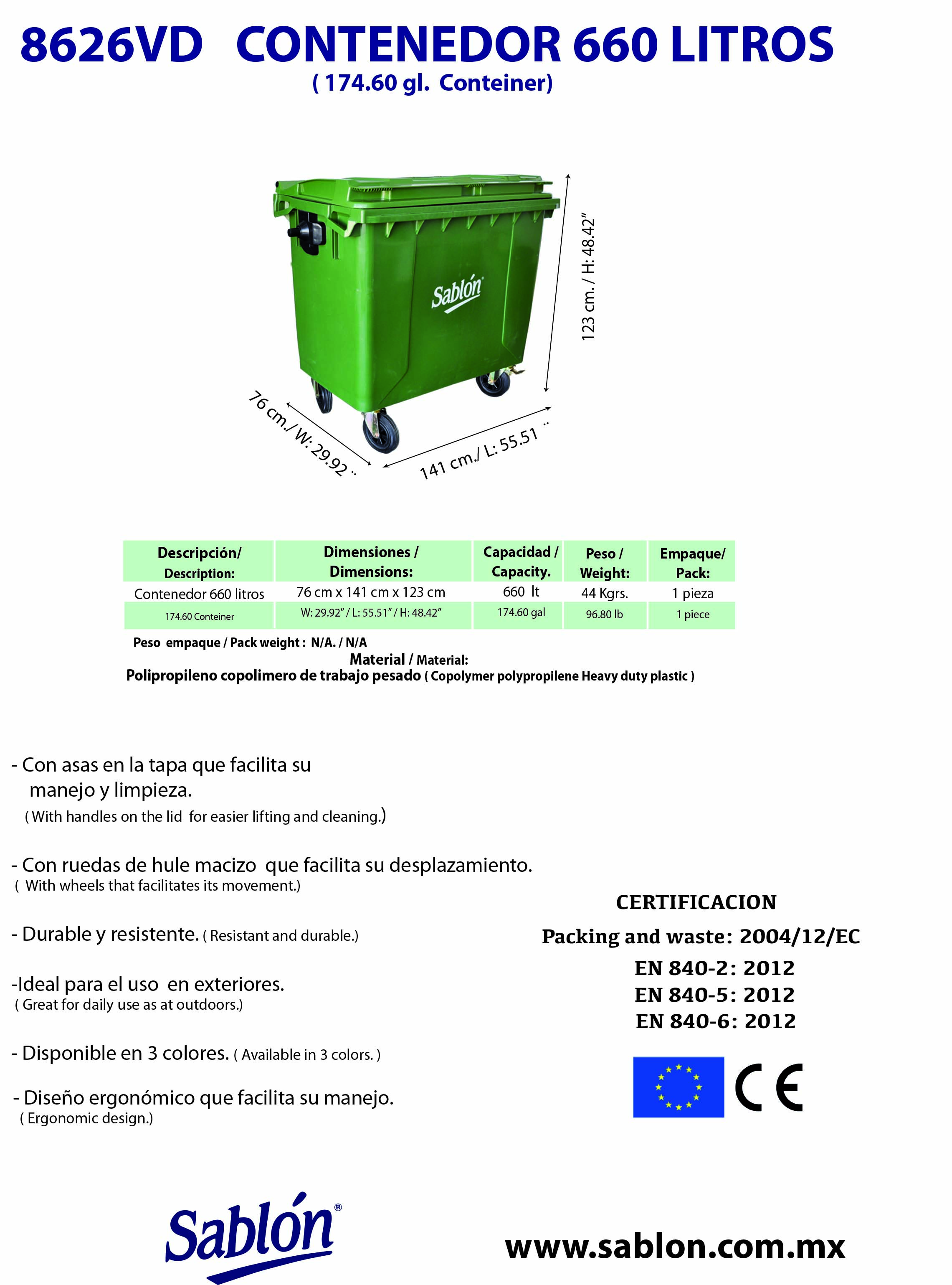 Contenedores de basura industriales, Contenedores para Desperdicios, para separar basura