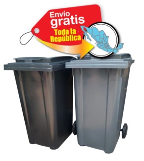 OTTO Contenedor de basura móvil resistente, 95 galones, azul